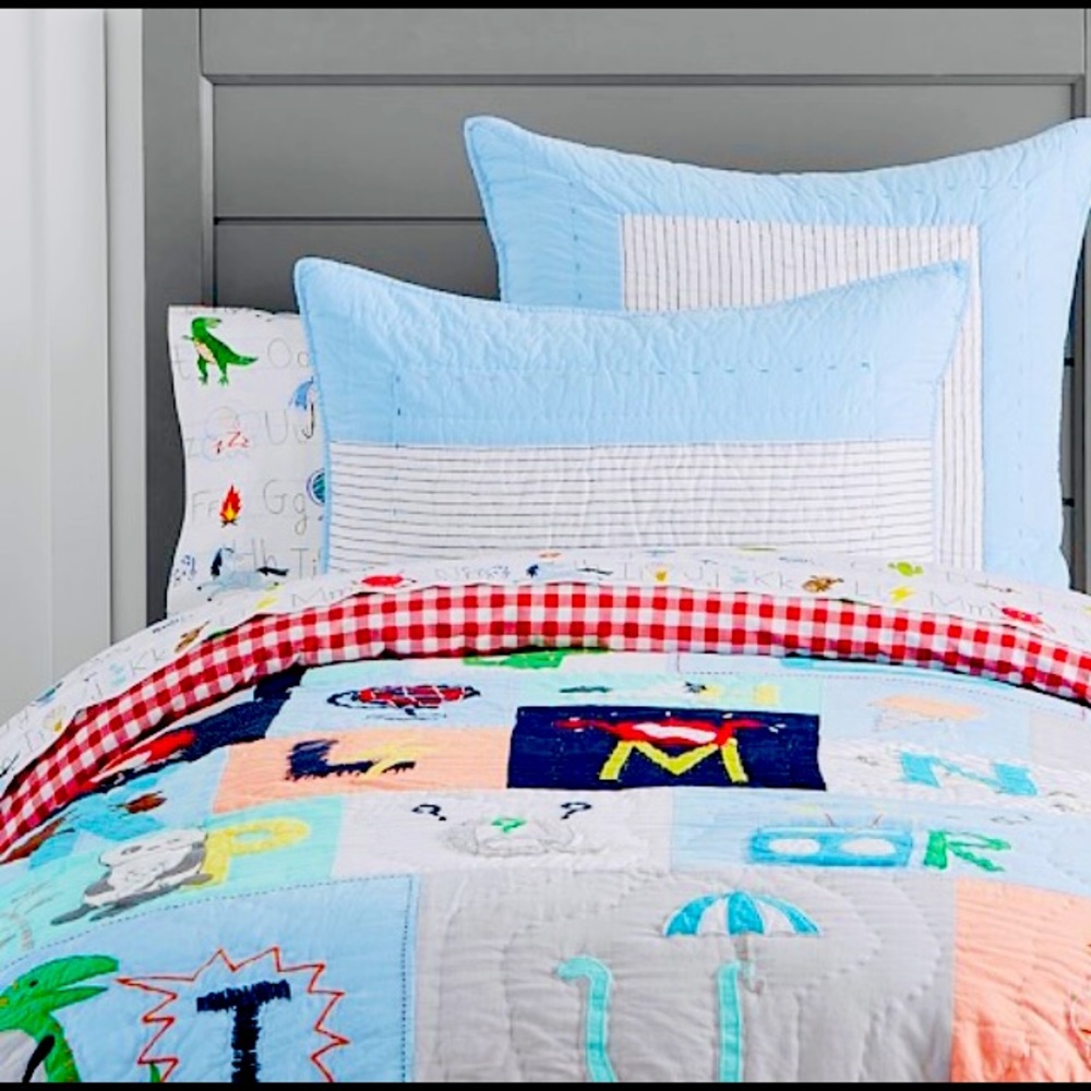 Pottery Barn NWOT Twin Alphabet Comforter with one sham. Sheets included!